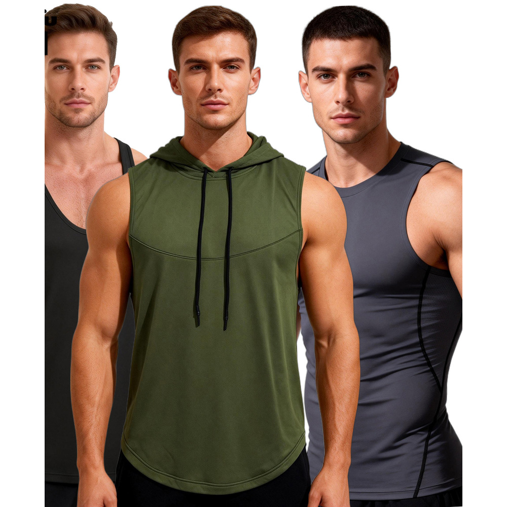 Sportbekleidung aus Seidennetz für Herren, eng anliegendes Funktionsshirt für Sommer und Fitness, schnelltrocknend, ideal für Basketballtraining und Laufen._voghion.com