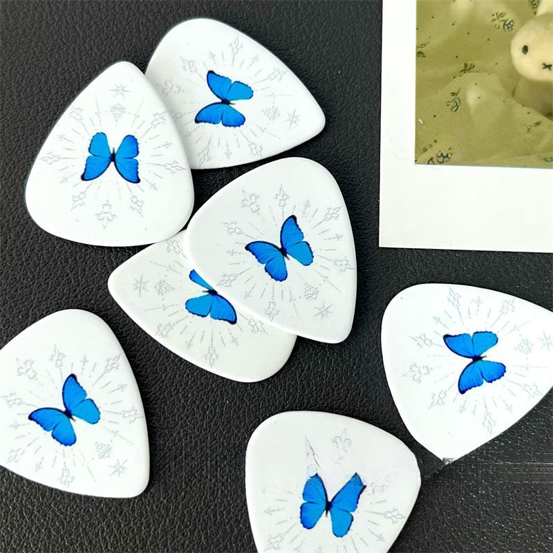 New White Background Blue Butterfly Specimen High-value Guitar Pick, Essential Accessory For Bass, Electric Guitar, And_voghion.com
