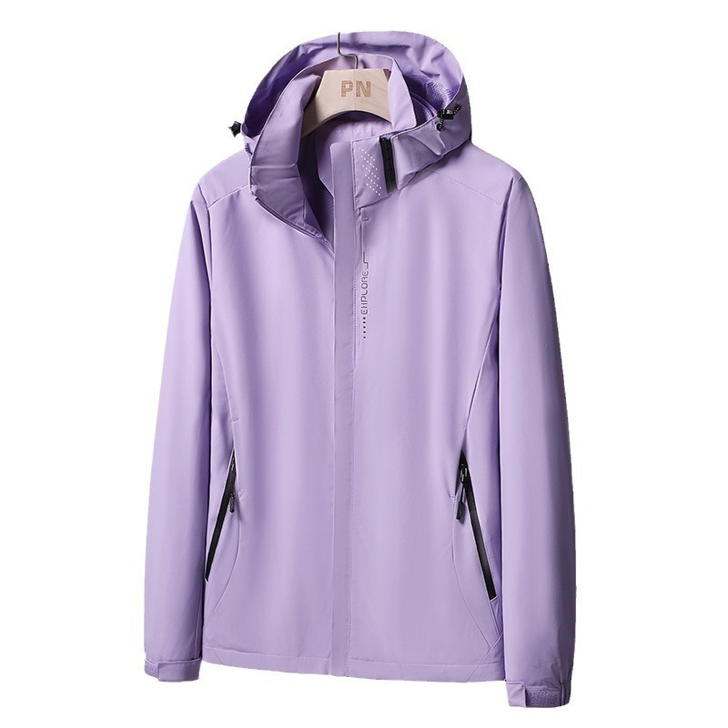 2024 Spring Autumn Outdoor Thin Jacket For Men Women, Waterproof And Windproof, Solid Color Hooded Jacket, Can Be_voghion.com