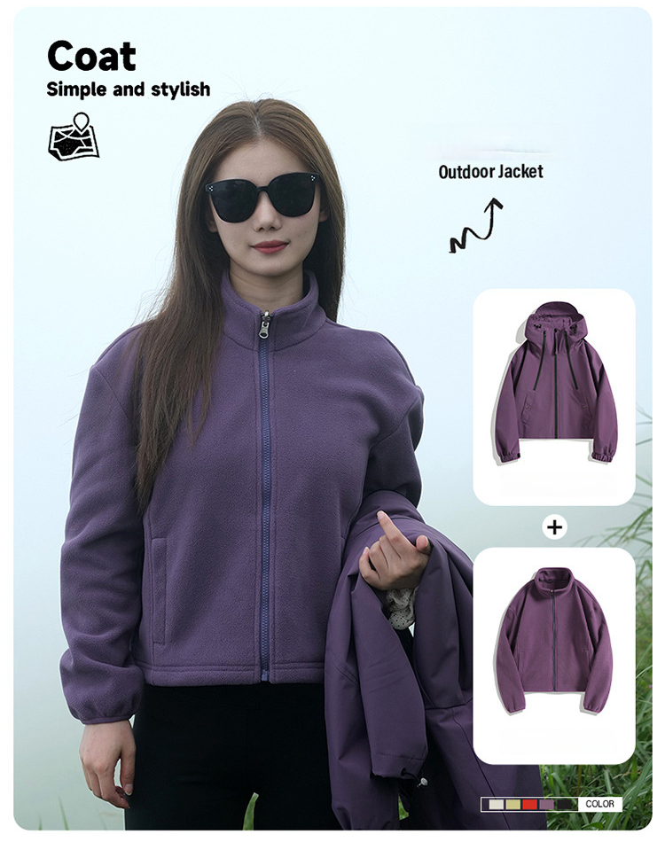 Soft Shell Hiking Jacket Windproof Waterproof Three-in-one_voghion.com