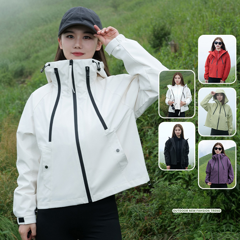 Giacca corta softshell tre in uno autunno inverno, antivento impermeabile per esterni, giacca super elegante per viaggi e_voghion.com