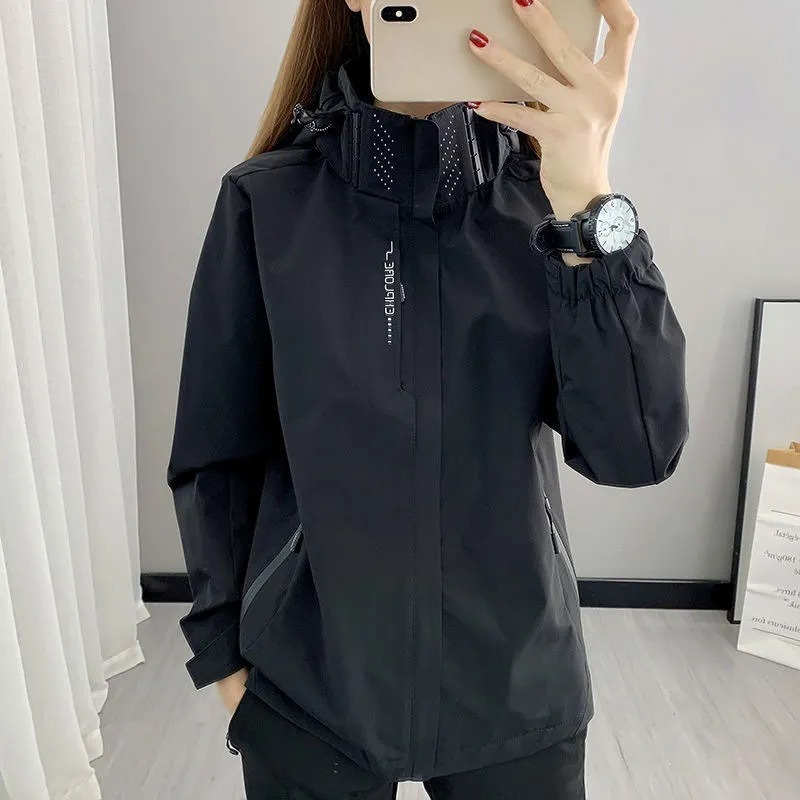 2024 Spring Autumn Outdoor Thin Jacket For Men Women, Waterproof And Windproof, Solid Color Hooded Jacket, Can Be_voghion.com