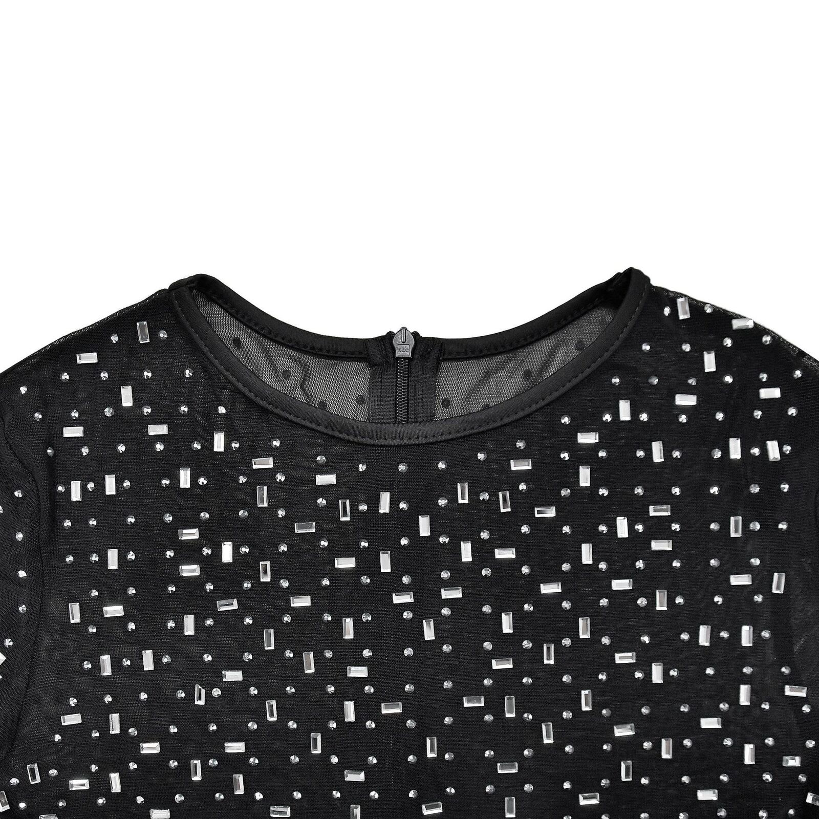 Women's Dress Long Sleeve Mesh Rhinestone Solid Colour Elegant_voghion.com