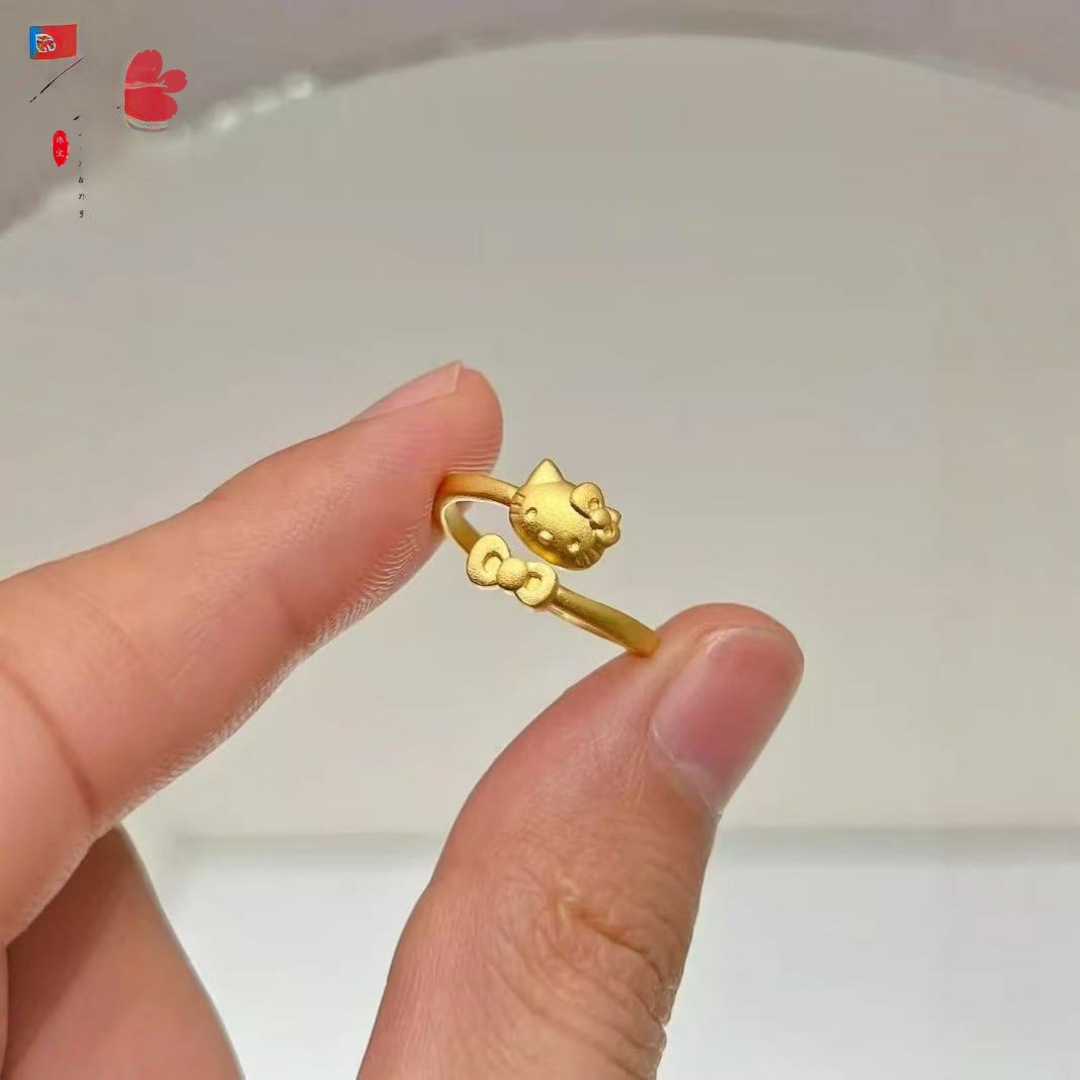 Dezelfde stijl als de Kitty Cat-ring van de juwelier, schattige verstelbare open ring met cartoonprint voor de wijsvinger, Valentijnsdag._voghion.com