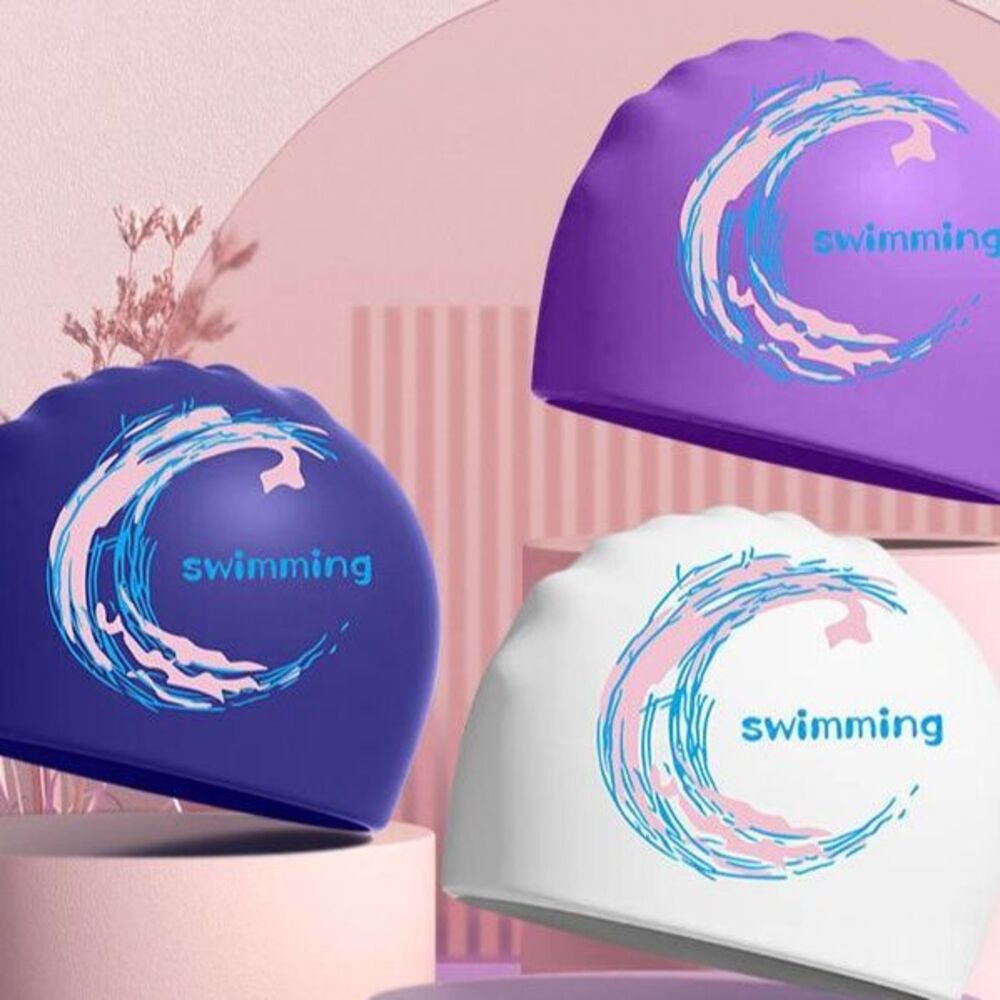 Fashionable Printed Non-slip Silicone Swim Cap, Medium Width 23cm, Size, Highly Elastic, Waterproof, Suitable For Large_voghion.com