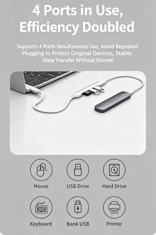 2.0 USB Type-C Hub Docking Station Expander 4-in-1 Computer Splitter U Disk 3.0 Adapter_voghion.com