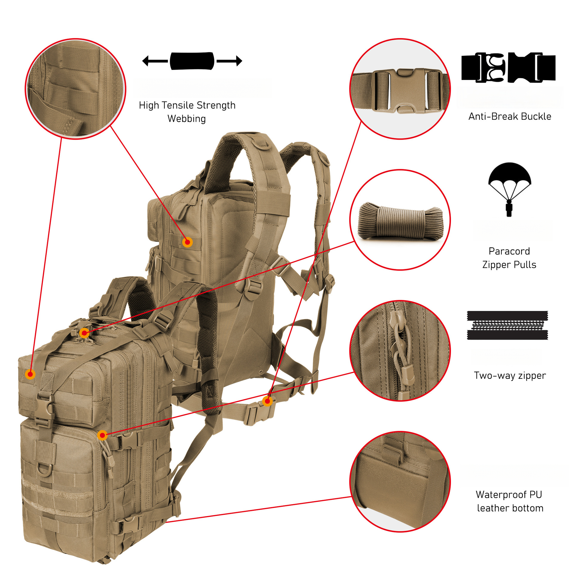 Military Tactical Backpack For Men, Large Capacity Outdoor Bag_voghion.com