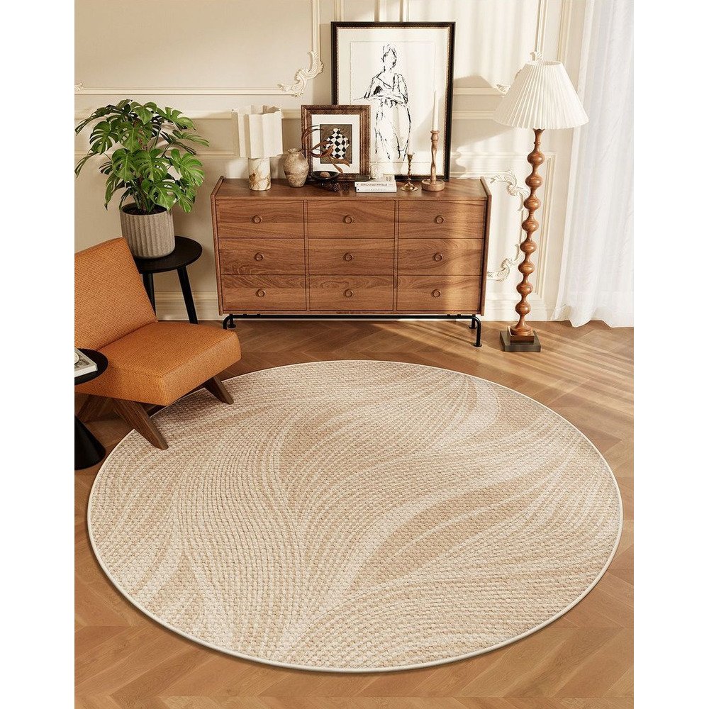 Round Rug For Bedroom Water-absorbent Non-slip Solid Color Mat_voghion.com