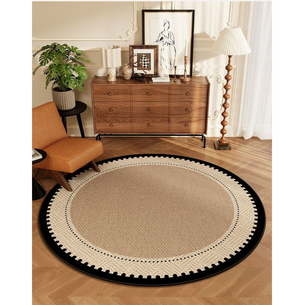 Round Rug For Bedroom Water-absorbent Non-slip Solid Color Mat_voghion.com