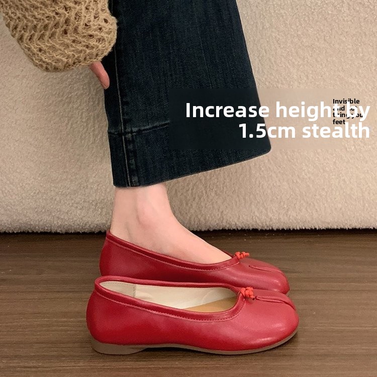 Flache Damenschuhe, Frühjahr/Herbst 2026, hufeisenförmige Zehentrenner mit Daumenmulde, rot_voghion.com