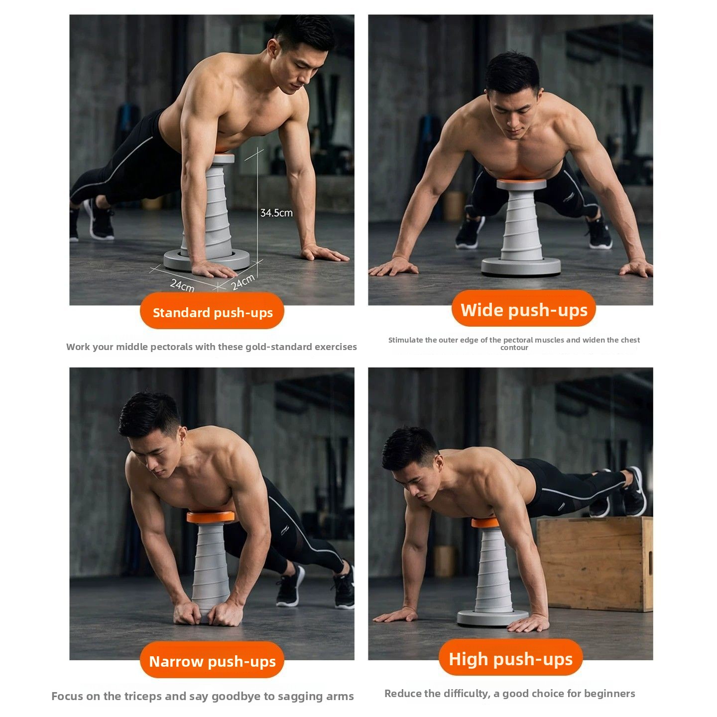 Liegestützständer, Liegestützgerät, elastisches Fitnessgerät fürs Heimtraining, Trainingshilfe für Männer_voghion.com