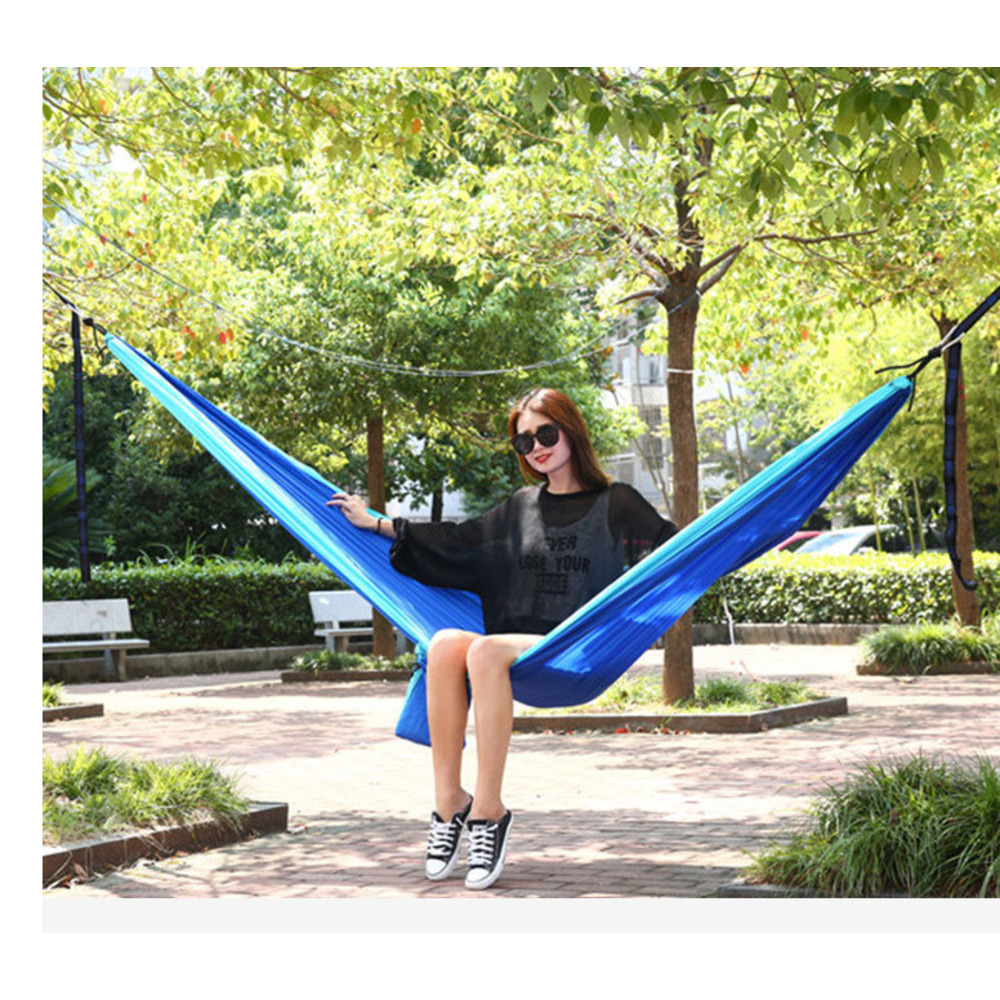 Cross-Border Hot-Selling Outdoor Camping Single Double Parachute Fabric Color-Block Hammock Factory In-Stock Wholesale_desvips.com