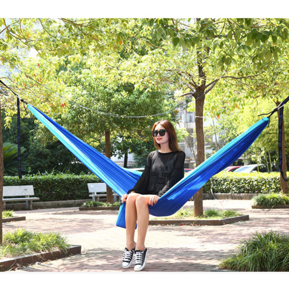Cross-Border Hot-Selling Outdoor Camping Single Double Parachute Fabric Color-Block Hammock Factory In-Stock Wholesale_desvips.com