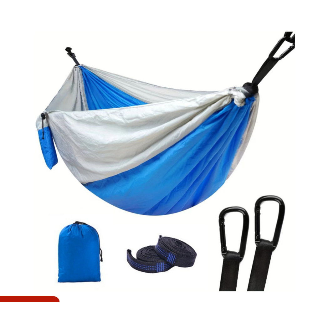 Cross-Border Hot-Selling Outdoor Camping Single Double Parachute Fabric Color-Block Hammock Factory In-Stock Wholesale_voghion.com