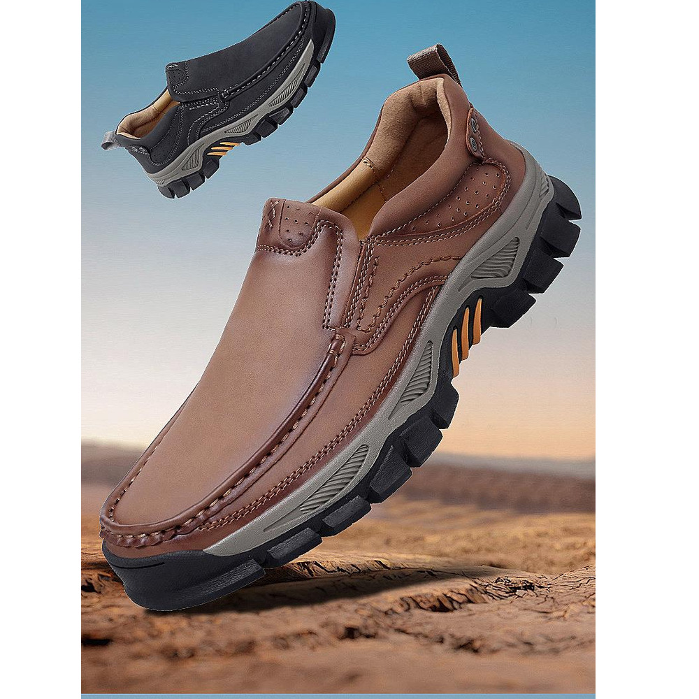 Large Size Driving Men's Outdoor Casual Shoes, Leather Shoes For Middle-aged And Elderly Dads_vogvips.com