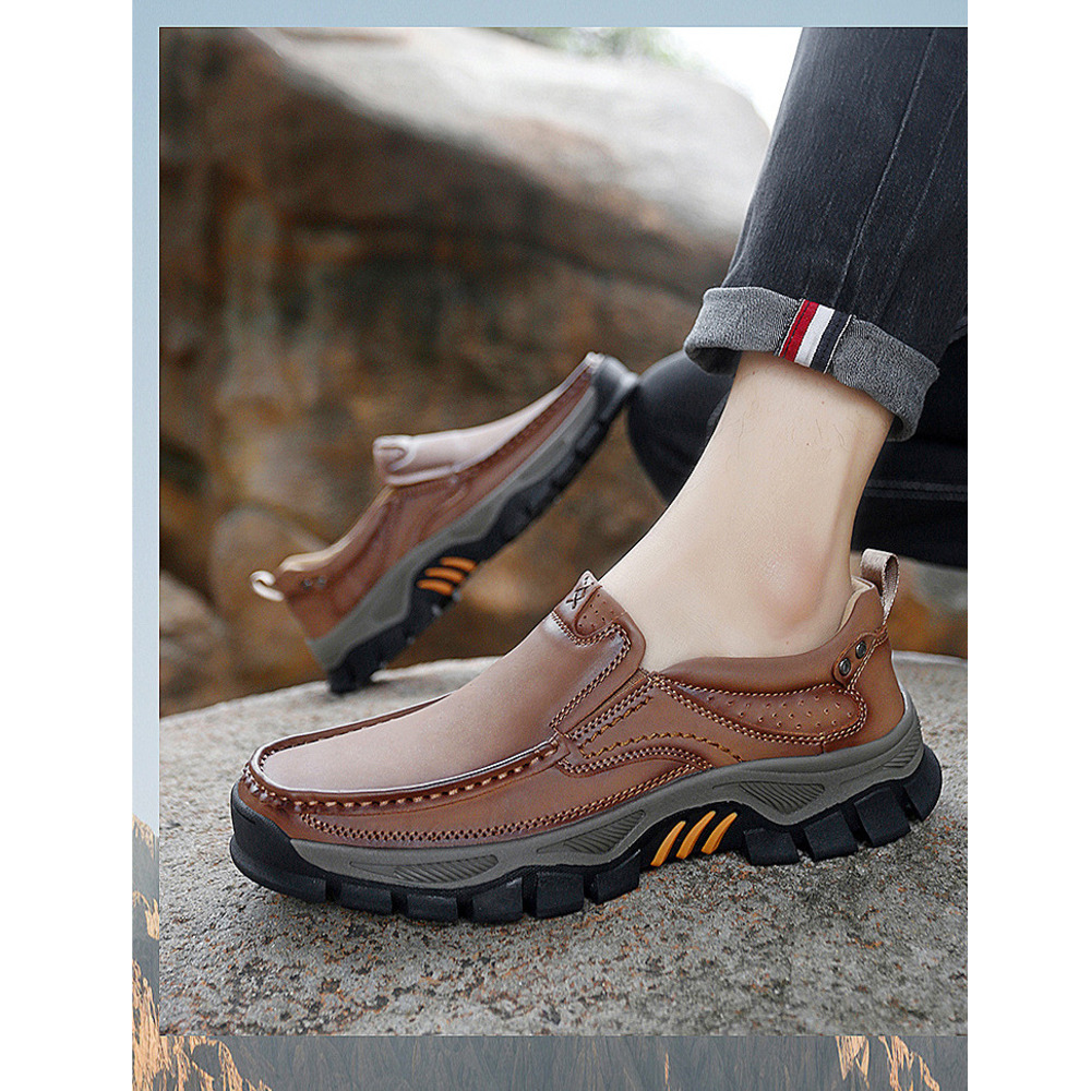 Large Size Driving Men's Outdoor Casual Shoes, Leather Shoes For Middle-aged And Elderly Dads_vogvips.com
