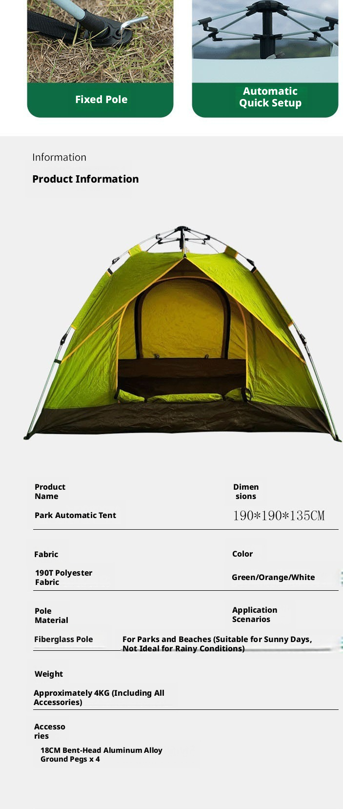 Simple Camping Double Person Sun Protection Outdoor Excursion Quick Setup Park Beach Tent Foldable Convenient_voghion.com