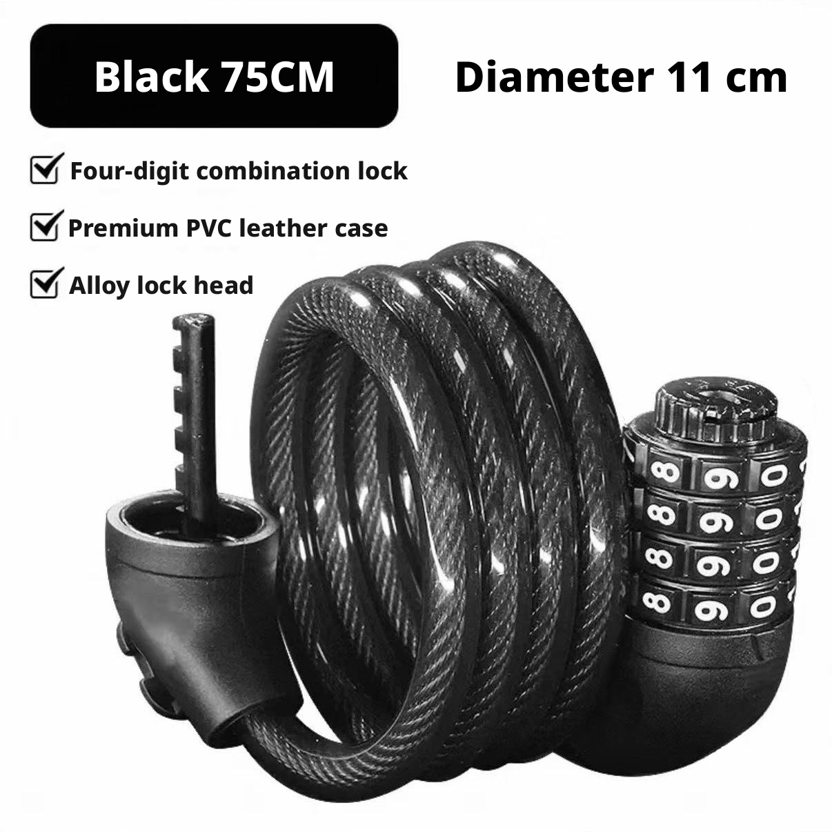 Cadeado para bicicleta com código antirroubo cabo aço para mtb_voghion.com
