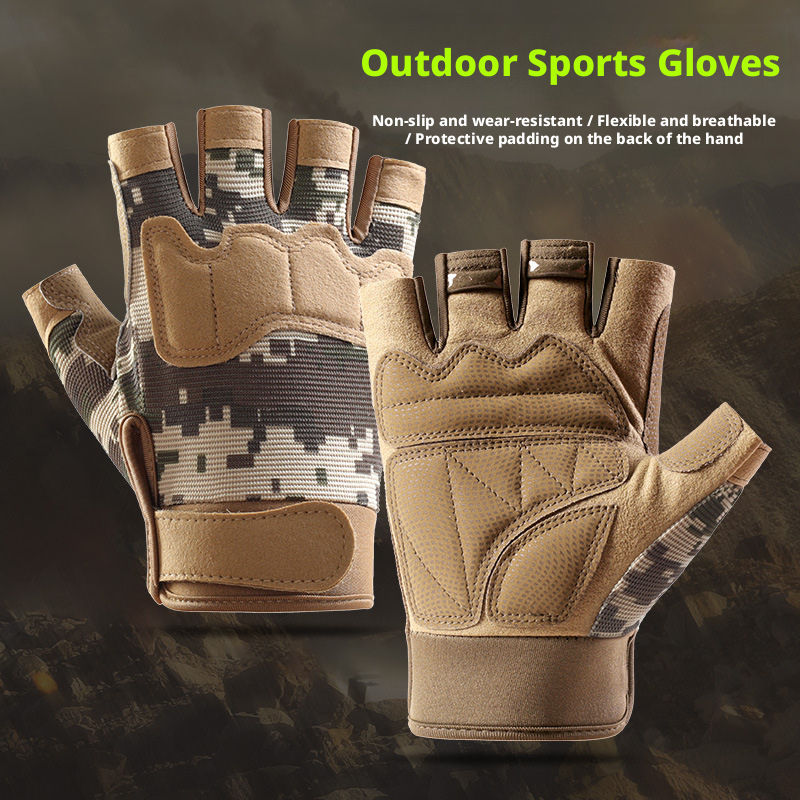 Tactical Half-finger Gloves Men, Suitable Outdoor Sports, Spring And Summer Cycling, Non-slip, Training, Fitness,_voghion.com