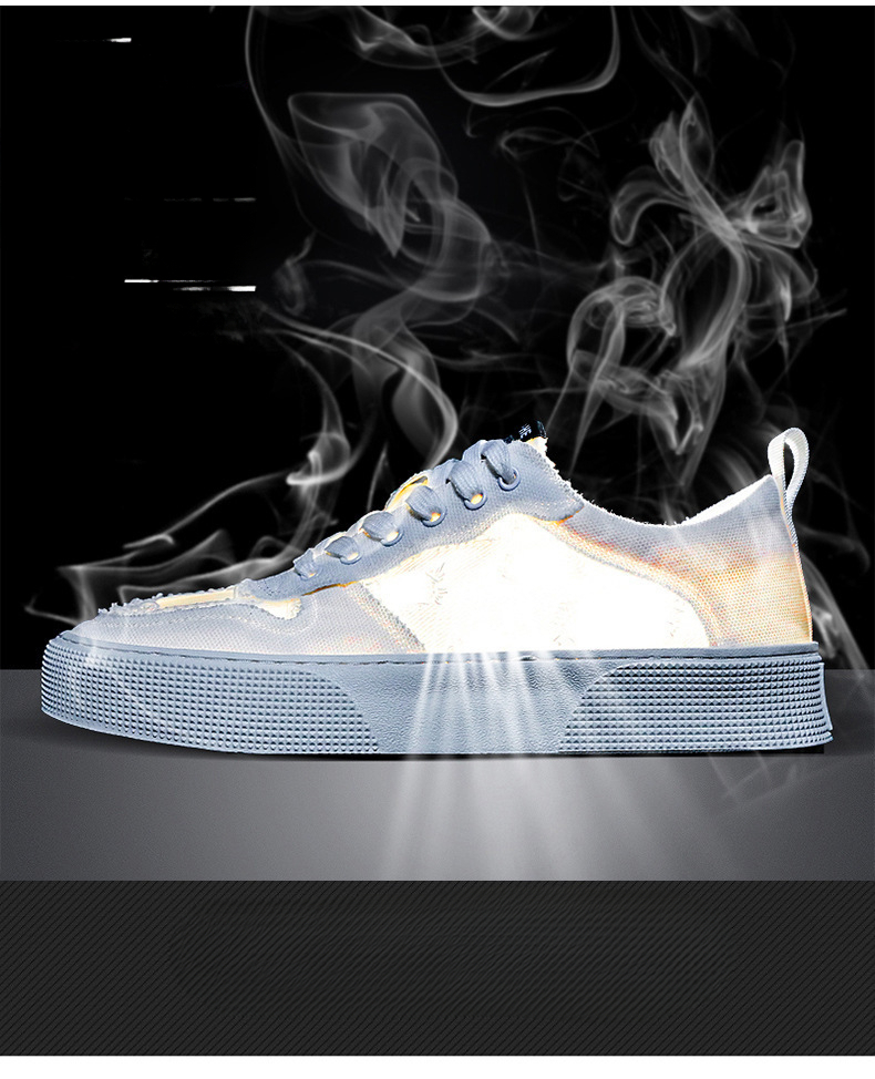 2026 New Summer Breathable Trendy Lace-up Cloth Men's Sports Casual Shoes, White Sneakers, Versatile Board Shoes_vogvips.com