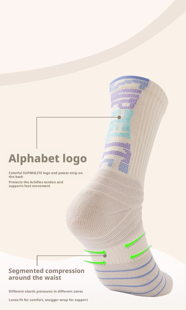 Professional Basketball Men Mid-Calf Combat American Style Long Trendy Thickened Towel Bottom Non-Slip Sweat-Absorbent_voghion.com