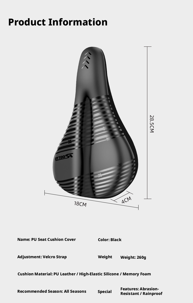 Bicycle Seat Cushion Silicone Shock-absorbing Breathable Saddle Cover_voghion.com