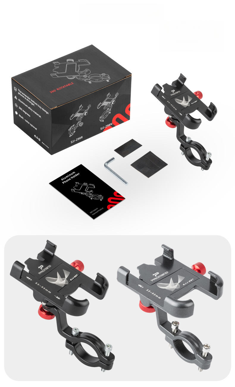 Suporte para celular de bicicleta em alumínio, abraçadeira guidão_voghion.com