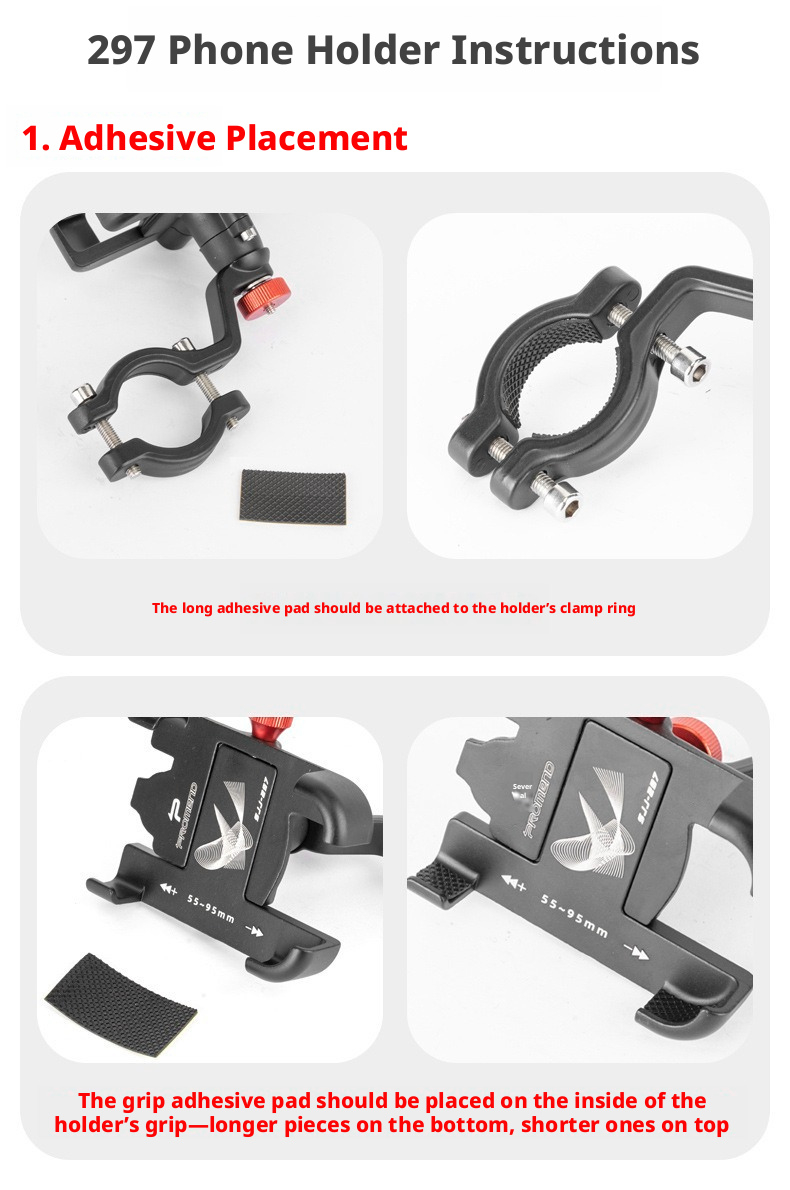 Suporte para celular de bicicleta em alumínio, abraçadeira guidão_voghion.com