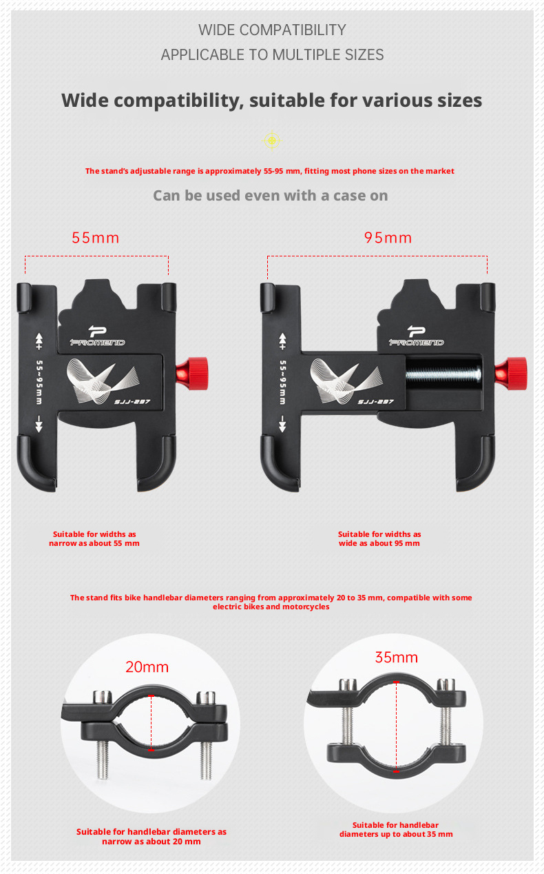 Suporte para celular de bicicleta em alumínio, abraçadeira guidão_voghion.com