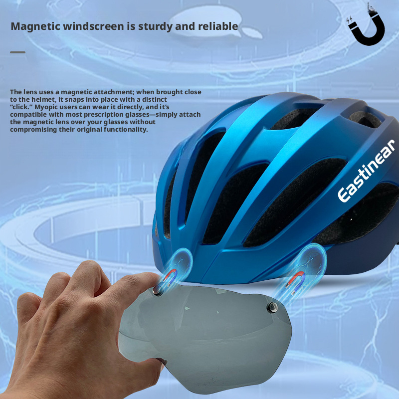 Gradient Colour Road & Mountain Bike Helmet With Integrated Goggles_voghion.com