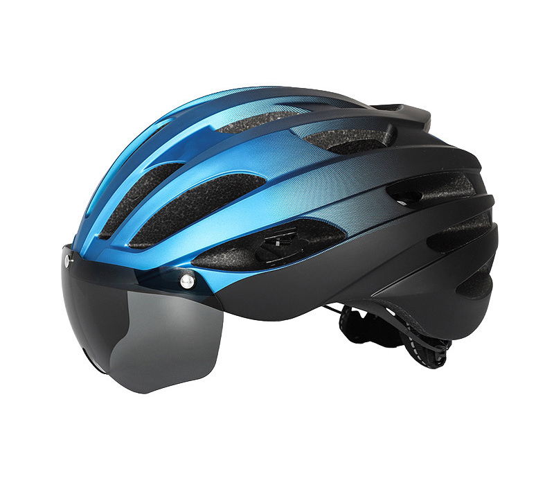 Gradient Color Bicycle Riding With Goggles One-piece Molded Men's And Women's Road Mountain Bike Helmet_voghion.com