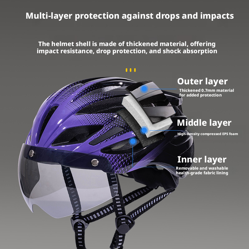 Fahrradhelm mit magnetischer Brille und Licht, universeller Rennradhelm, einteiliges Design_voghion.com