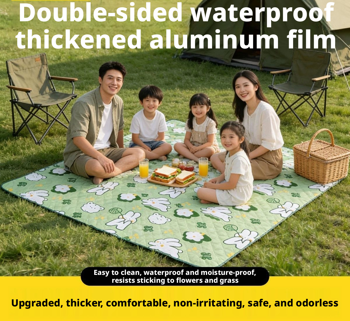 Waterproof Picnic Blanket, Large Sandproof Camping Mat With Aluminum Foil Backing, Boho Pattern Portable Outdoor Blanket For Picnic, Beach, Hiking_voghion.com