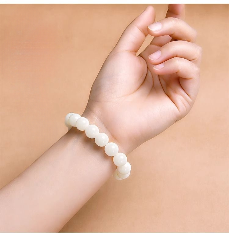 Bracciale con perle di giada bianca cristallina uomo e donna_voghion.com
