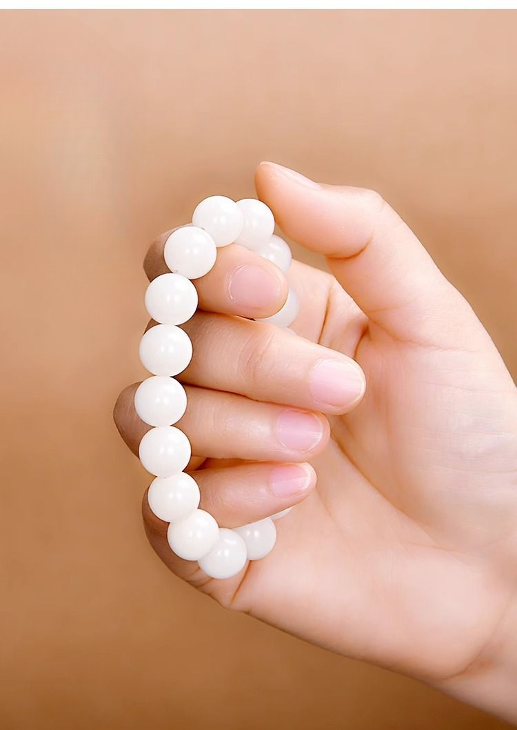 Bracciale con perle di giada bianca cristallina uomo e donna_voghion.com
