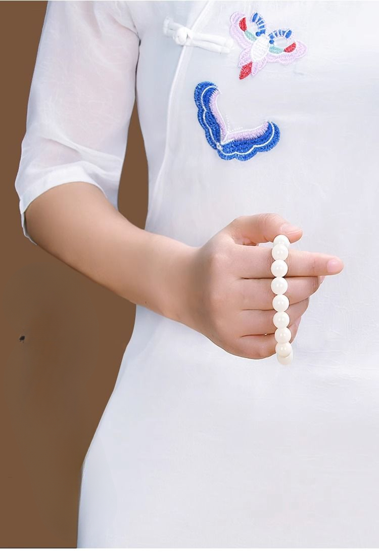 Bracciale con perle di giada bianca cristallina uomo e donna_voghion.com
