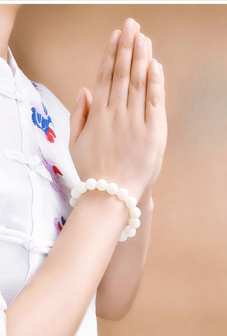 Bracciale con perle di giada bianca cristallina uomo e donna_voghion.com