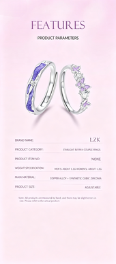 Starlight Butterfly Ring Unique Exquisite Couple Jewellery Gift_voghion.com