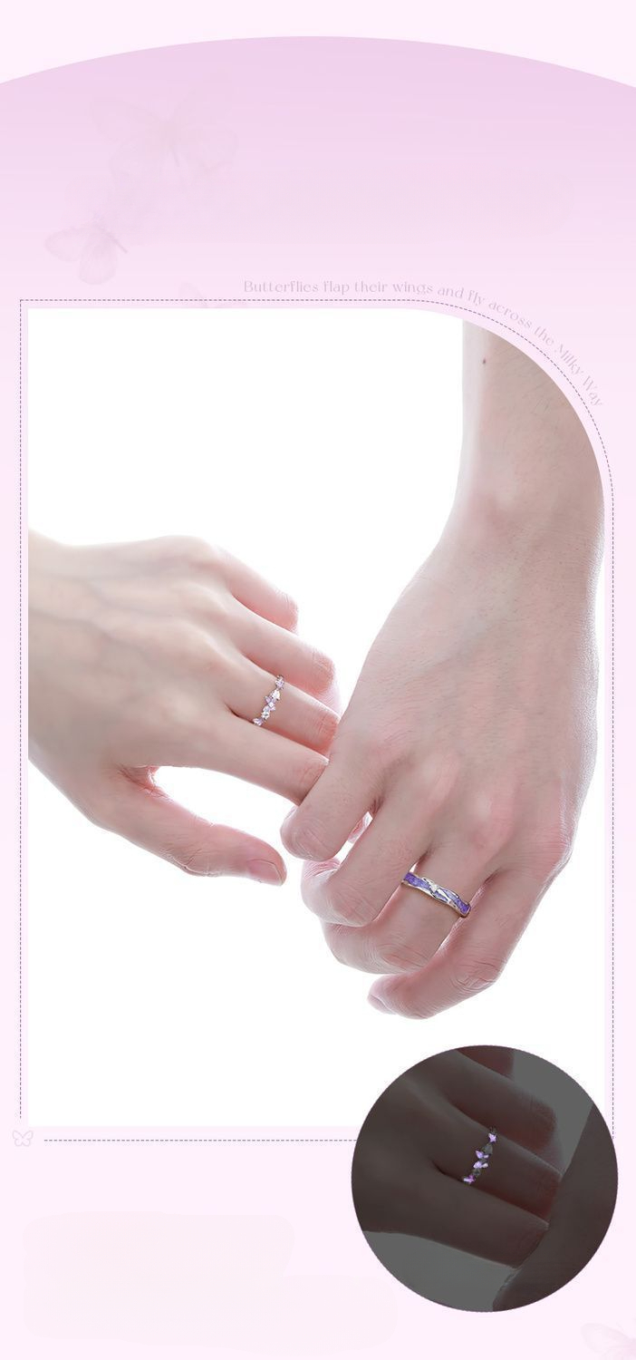 Starlight Butterfly Ring Unique Exquisite Couple Jewellery Gift_voghion.com