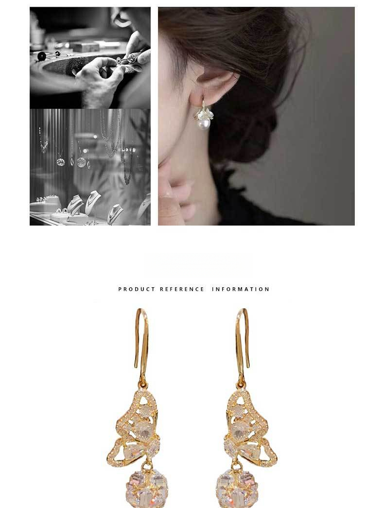 Exquisite Butterfly Ball Stud Earrings With Micro-inlaid Crystals_voghion.com