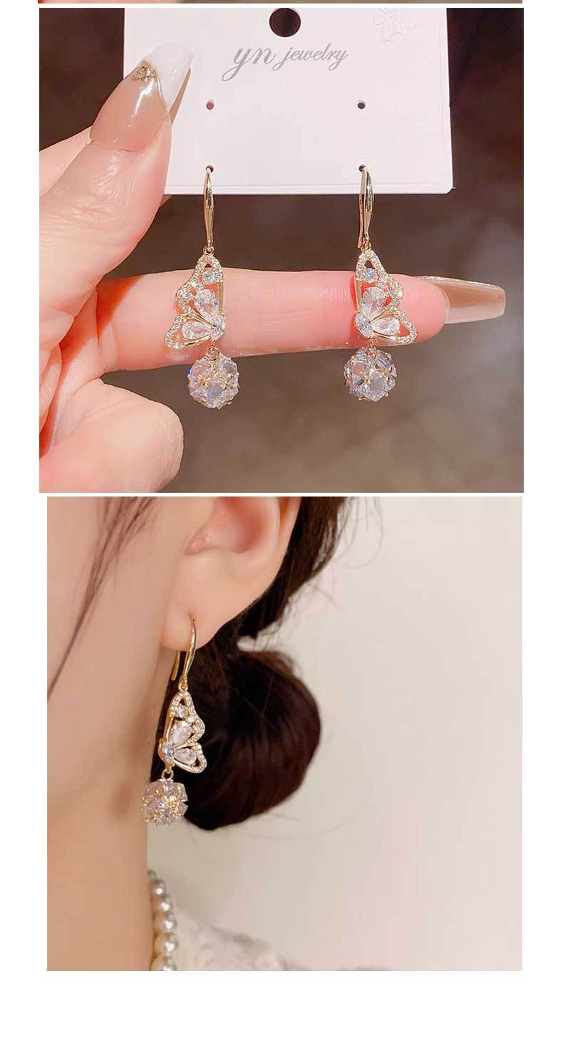 Exquisite Butterfly Ball Stud Earrings With Micro-inlaid Crystals_voghion.com