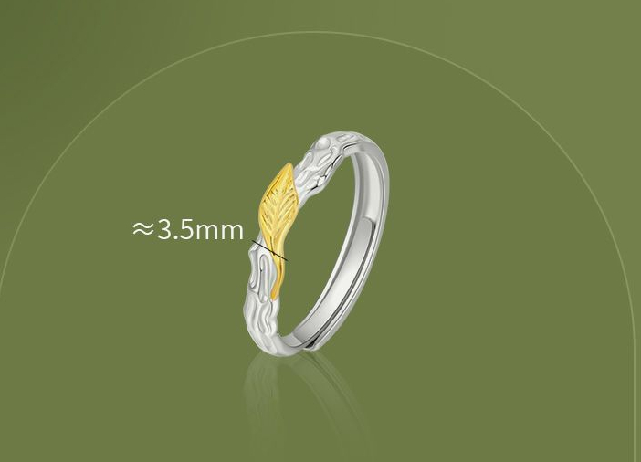 Designer Leaf Rebirth Ring High-end Versatile Silver Band Gift_voghion.com