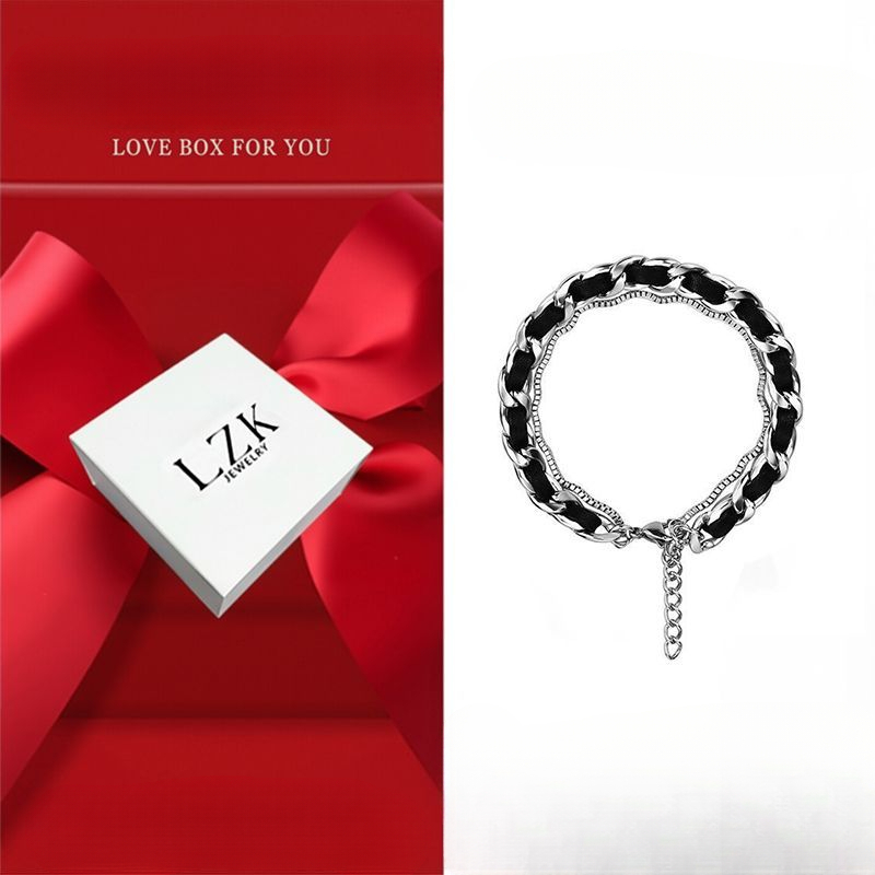 Titanium Steel Leather Cuban Bracelet For Men And Women Elegant_voghion.com
