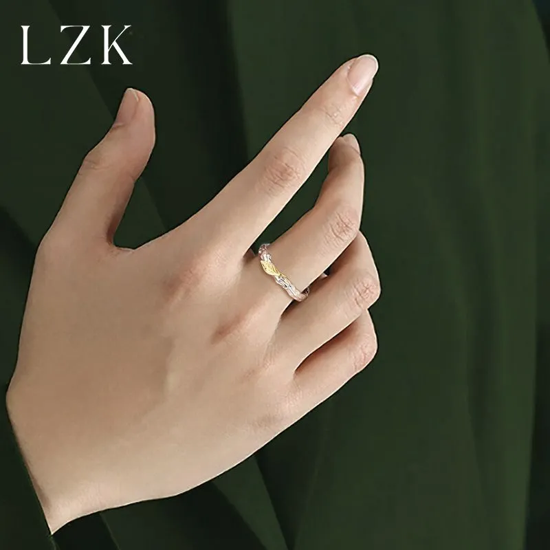 Designer Leaf Rebirth Ring High-end Versatile Silver Band Gift_voghion.com