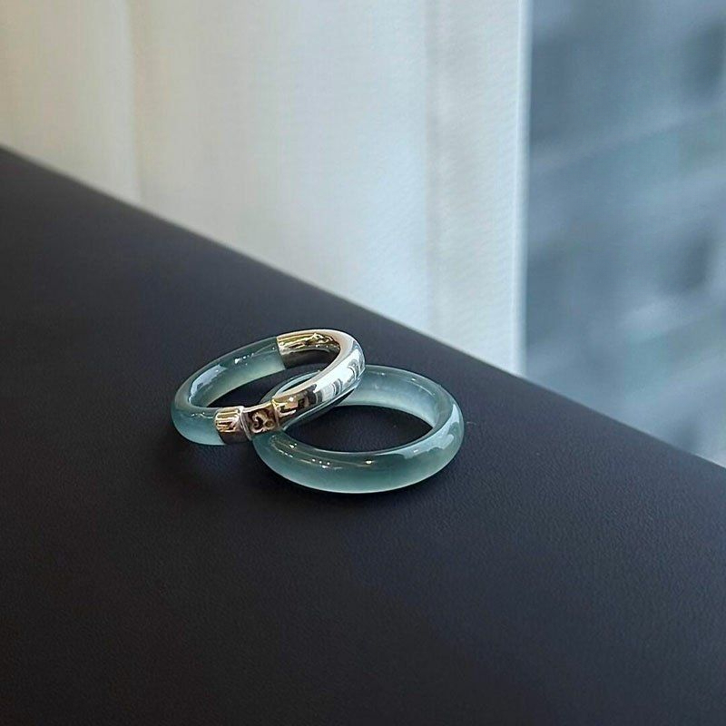 "When Blue Night Falls Over The World" New Chinese Style Translucent Solid Color Spliced Ring, Vintage Elegant Index_voghion.com