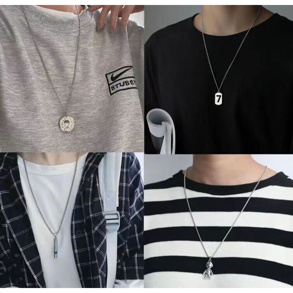 Titanium Steel Necklace Set For Men Versatile Sweater Chain_voghion.com