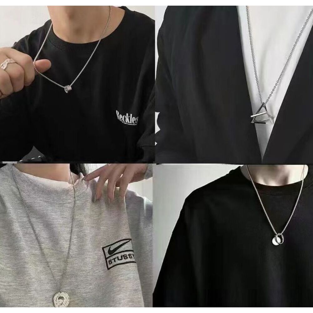 Titanium Steel Necklace Set For Men Versatile Sweater Chain_voghion.com