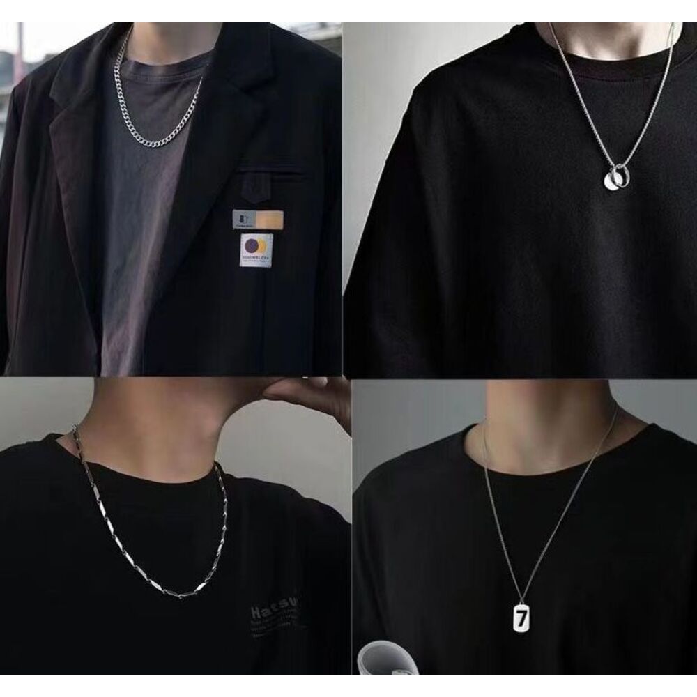 Titanium Steel Necklace Set For Men Versatile Sweater Chain_voghion.com