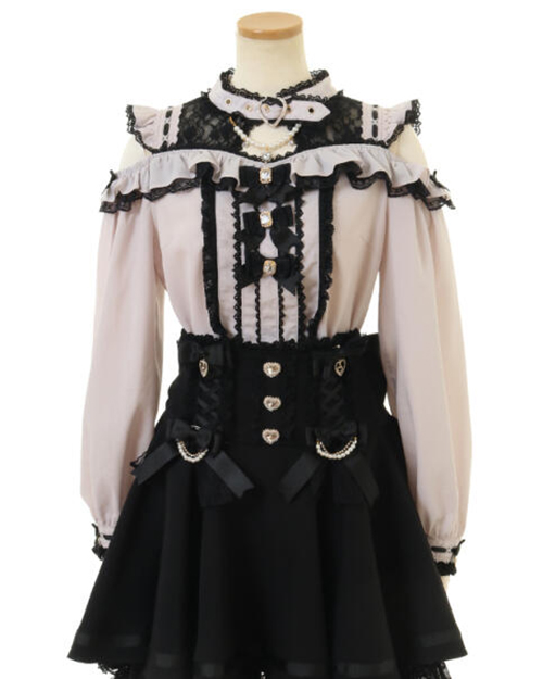 Camicia donna in pizzo con spalle scoperte e triplo fiocco_voghion.com