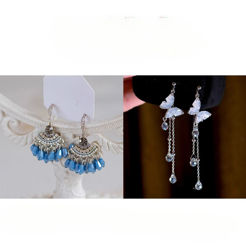 Orecchini pendenti stile etnico vintage con perline e cristalli_voghion.com